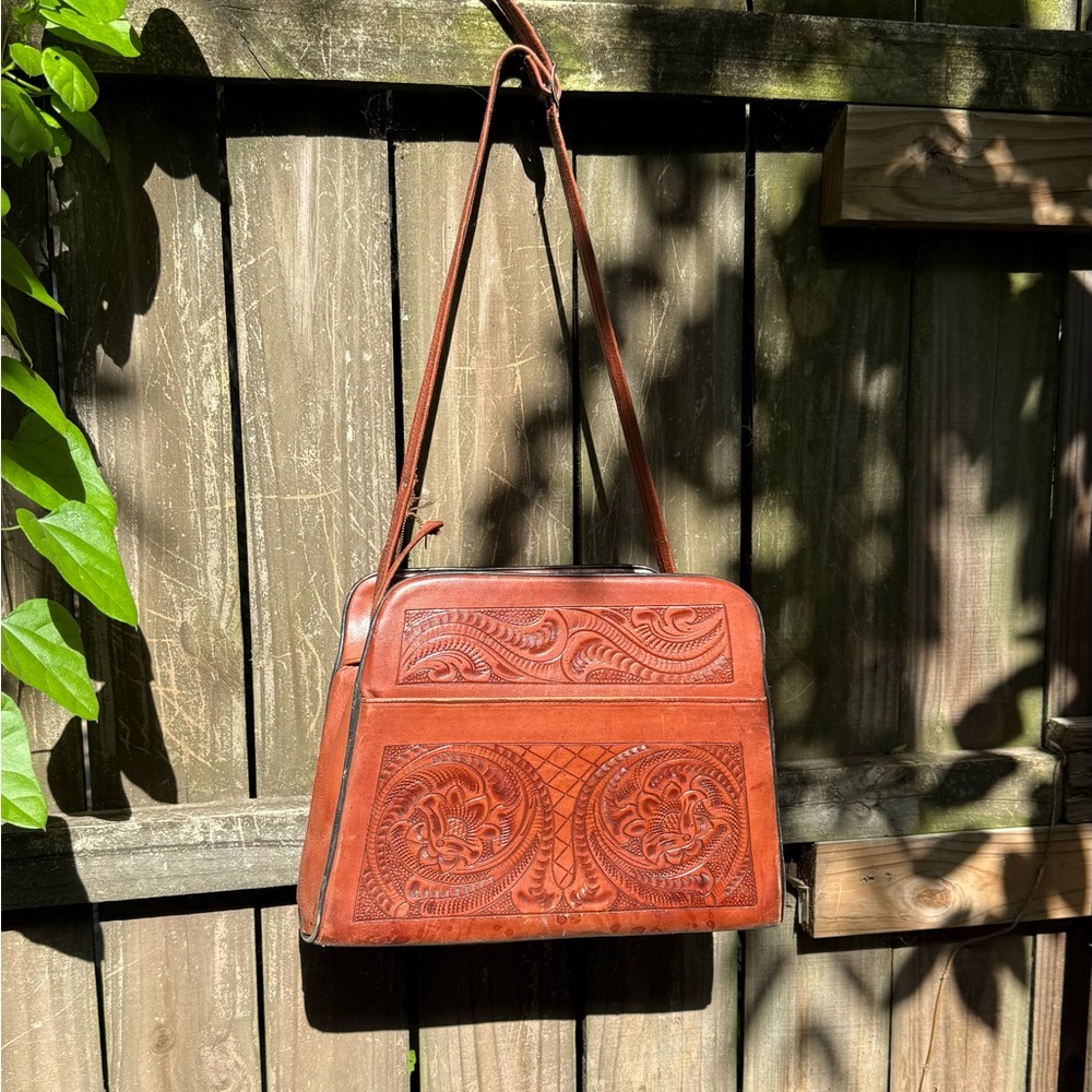 Tooled Leather Shoulder Bag